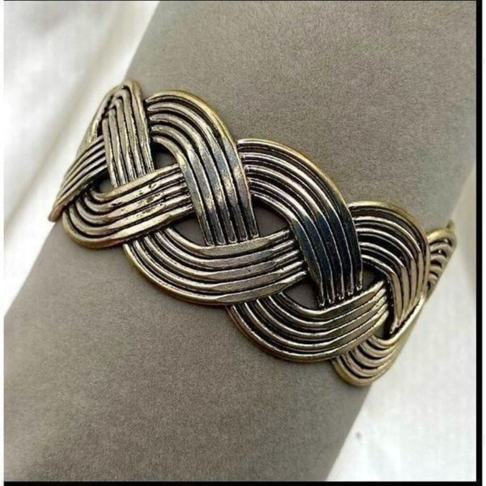 Cuff hand bracelet, Oxidised silver toned brass cuff, viking bracelet,